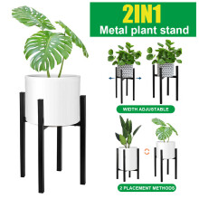 UK Extendable Metal Plant Pot Stand - Adjustable 8-12 in, 16 in Height, Indoor/Outdoor Flower Display Shelf, Black