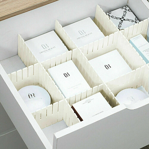 24X Adjustable Drawer Dividers Organiser Socks Make Up Plastic Closet Separators 1
