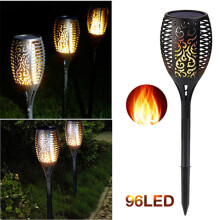96LED Solar Power Torch Light Waterproof Flame Flickering Garden Lamp