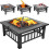 3-in-1 Square Fire Pit With Mesh Lid, Poker, BBQ Grill 1