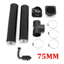 "75mm Pipe Ducting T Piece + Warm Air Outlet Vent + Hose Clip For Diesel Heater UK "