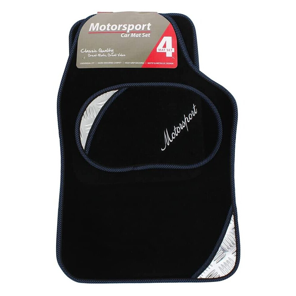 Universal Car Mat Set Motorsport Pvc Trim Black/ 4 Pieces Blue/Black 5001452187412