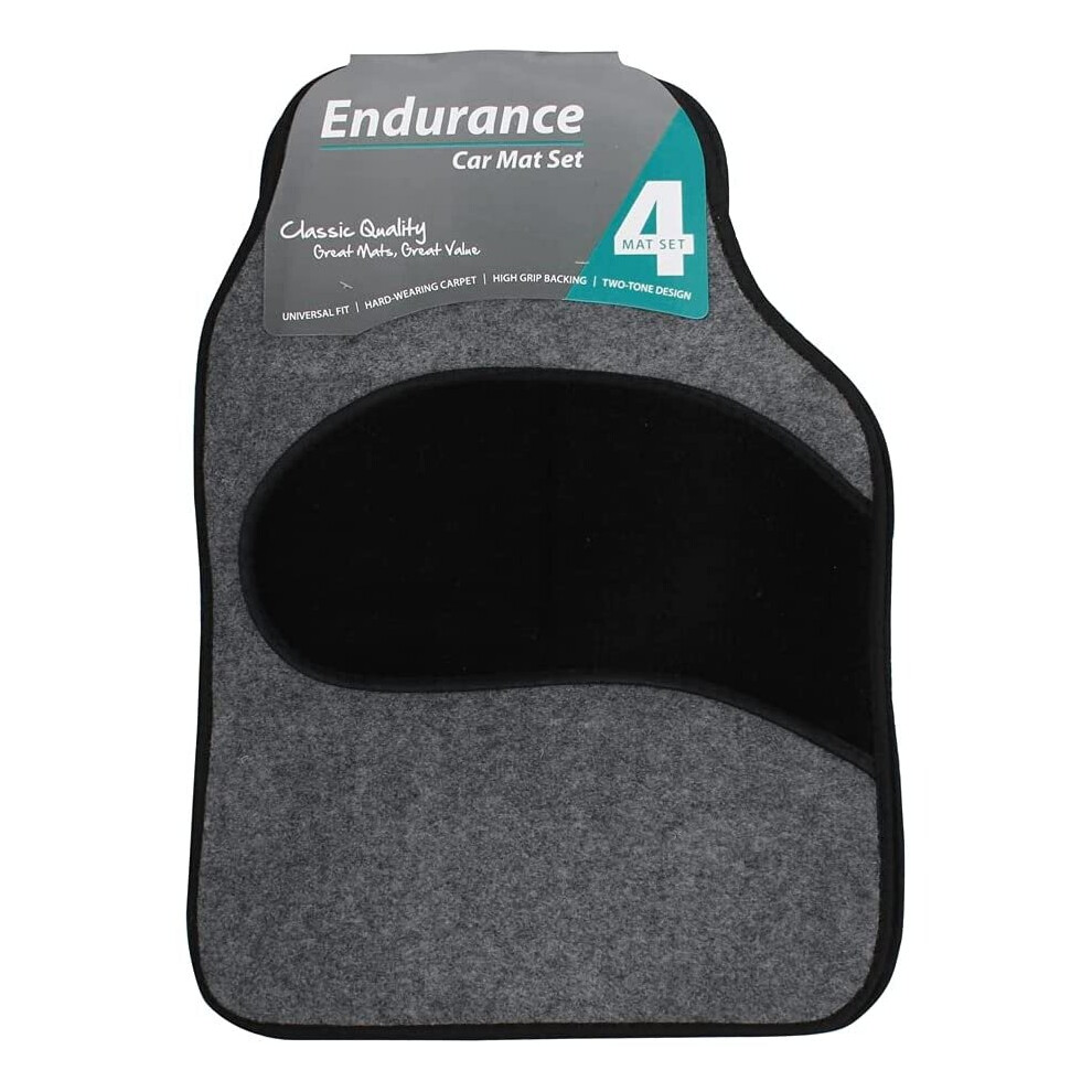 Universal Car Mat Set Endurance Pvc Extra Grip 4 Pieces Grey/Black 5001452188549