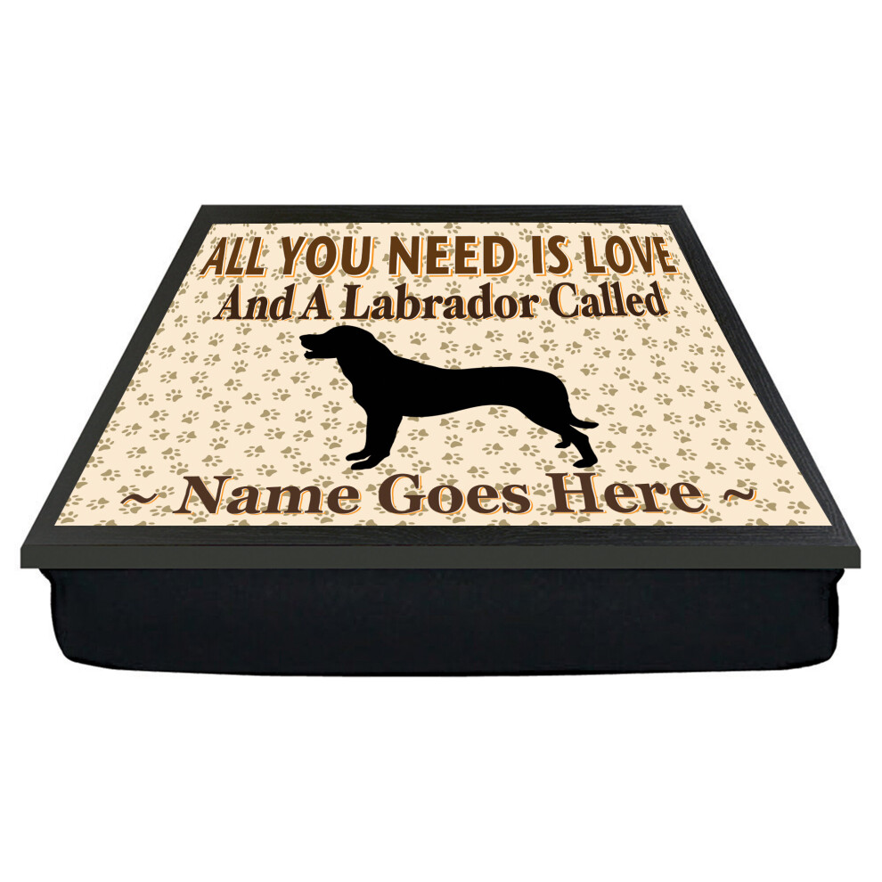 Personalised 'All You Need Is Love' Labrador Dog Breed Cushion Lap Tray Bean Bag Gift