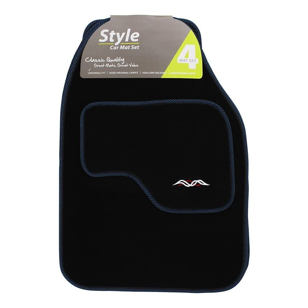 Universal Car Mat Set Style Car Pvc Trim Black/ 4 Pieces Blue/Black 5001452187443
