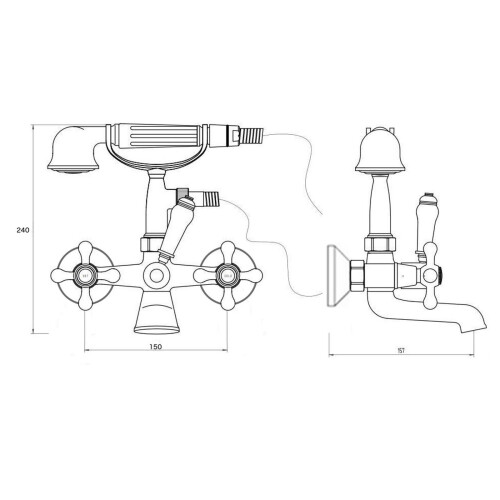 Sterling Wall Mounted Bath Shower Mixer Tap 2