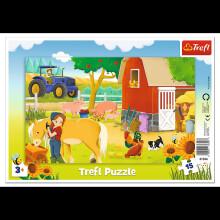 Trefl 15 Piece Kids Infant On A Farm Animals Tractor Frame Floor Jigsaw Puzzle