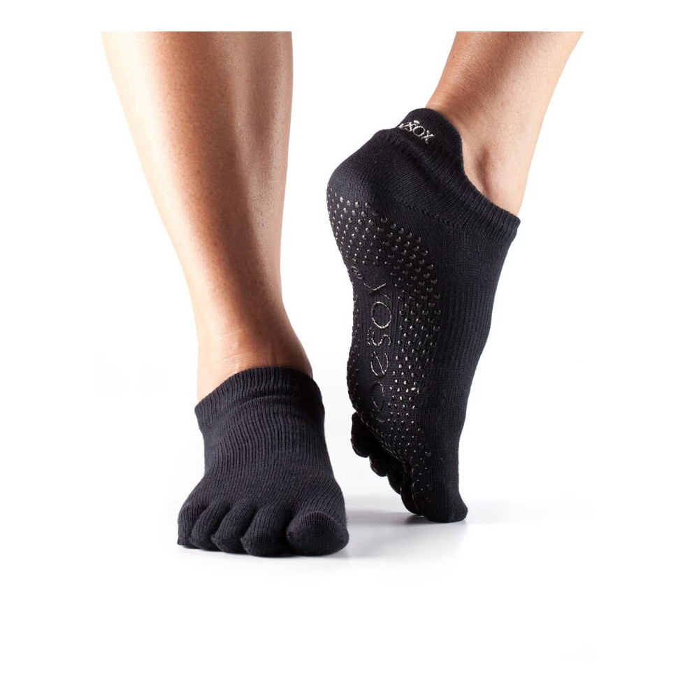 Toesox Bellarina Full Toe Non Slip Socks Black - Large 9-11