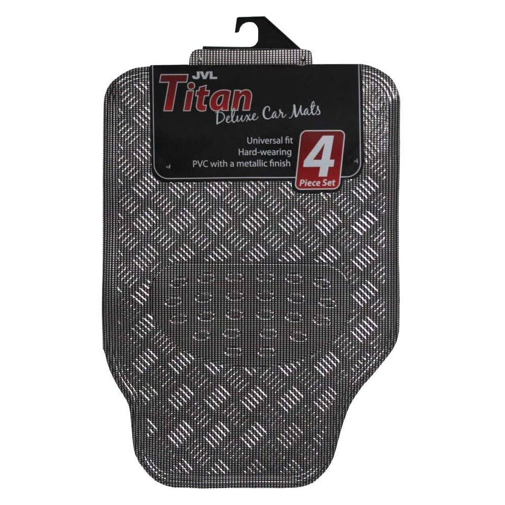 Universal Car Mat Set Titan Car PVC Backed Extra Grip Grey 4 Pieces