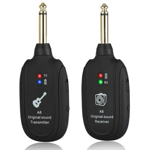 UHF Wireless Guitar System Transmitter & Receiver Rechargeable 50M Range 1
