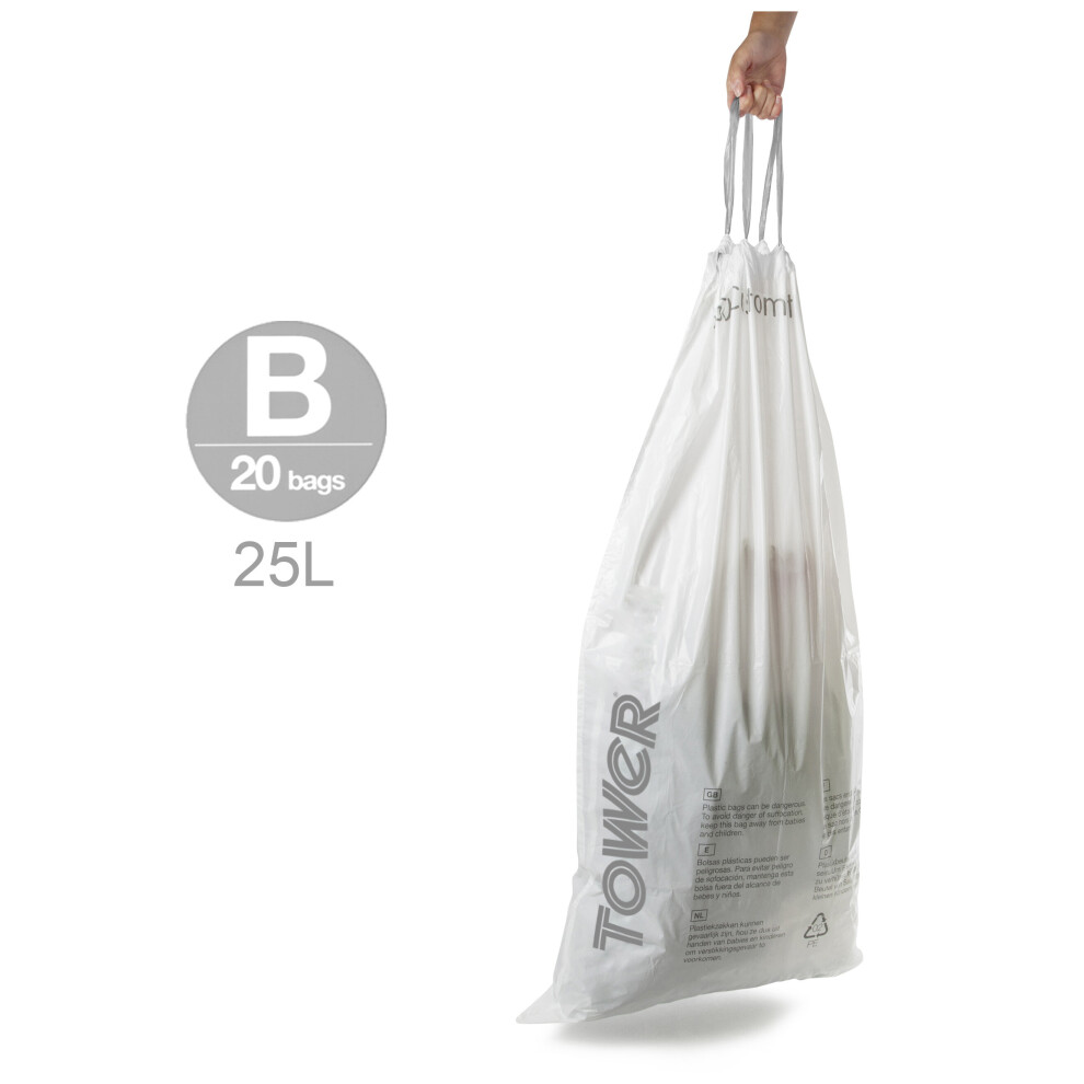 Tower T878002 25L Lemon Scented Bin Liners White - Brand New