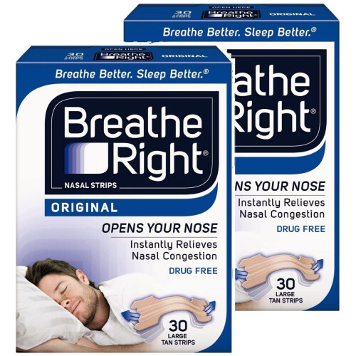 Breathe Right Nasal Strips Natural Large 30 *2 PACKS*