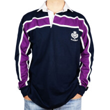 (L) Scottish Rugby Shirt Purple Stripe Long Sleeve Navy