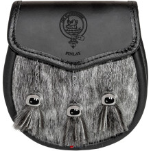 Finlay Semi Dress Sporran Fur Plain Leather Flap Scottish Clan Crest