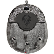 Pollock Dress Sporran 3 Tassels Studded Targe Celtic Arch Scottish Clan Name Crest