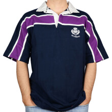 (S) Scottish Rugby Shirt Purple Stripe Short Sleeve Navy
