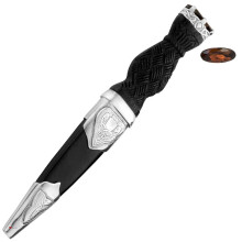 Sgian Dubh Silver Celtic Entwined Birds and Smokey Quartz Cap Stone
