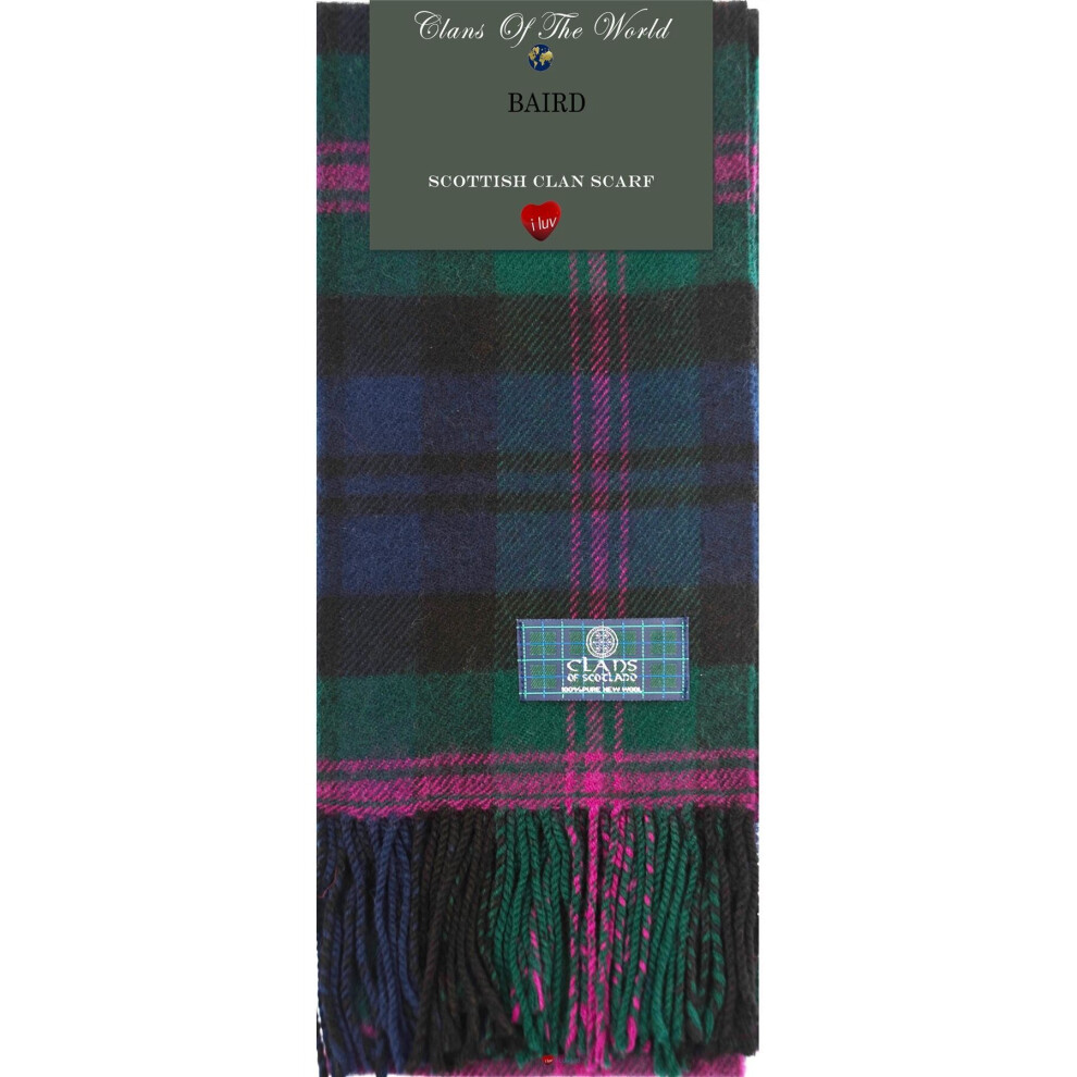 Baird Modern Tartan Clan Scarf 100% Soft Lambswool