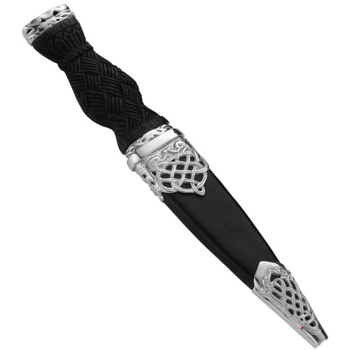Sgian Dubh Sterling Silver Open Celtic Serpents and Silver Cap