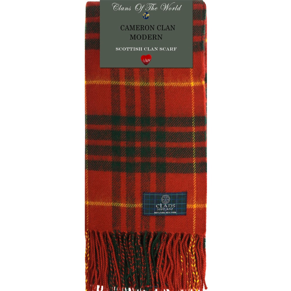 Cameron Clan Modern Tartan Clan Scarf 100% Soft Lambswool