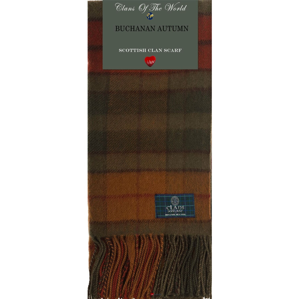 Buchanan Autumn Tartan Clan Scarf 100% Soft Lambswool-image-OPC-P7QR9WG-NEW