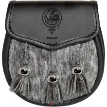 Bonar Semi Dress Sporran Fur Plain Leather Flap Scottish Clan Crest