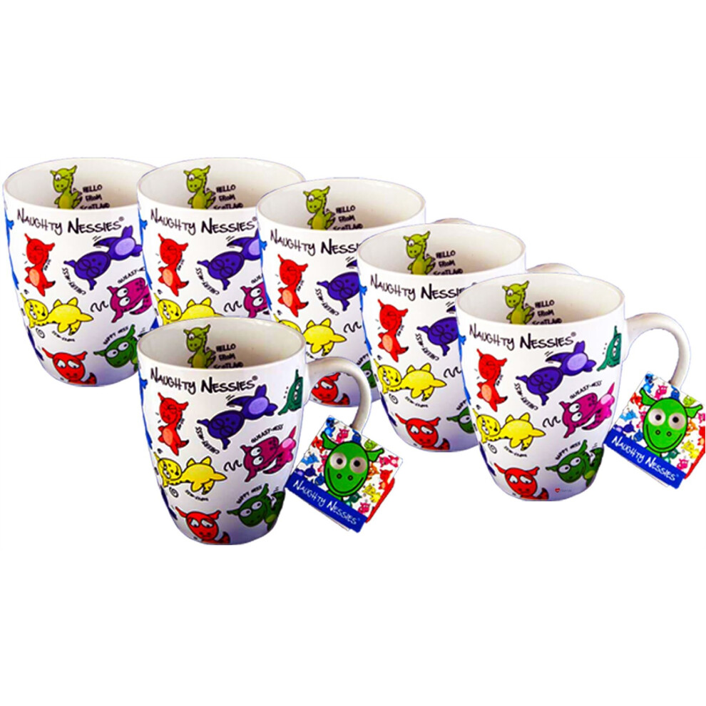 (Pack of 6 Mugs) Naughty Nessies Souvenirs Loch Ness Mascot Naughty Nessies