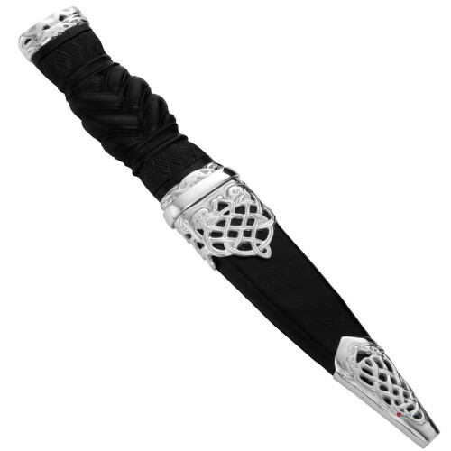 Sgian Dubh Sterling Silver Celtic Serpents and Silver Capped