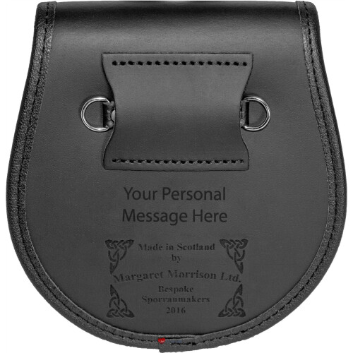 Gladstone Semi Sporran Fur Plain Leather Flap Scottish Clan Crest 1