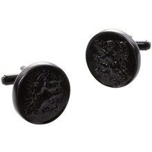 Mens Cufflinks with Lion Rampant Design Jet Black