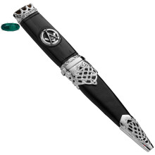 Sgian Dubh Plated Masonic Celtic Inserts Emerald Hued Top Stone
