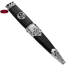 Sgian Dubh Plated Masonic and Celtic Inserts and Ruby Hued Top Stone