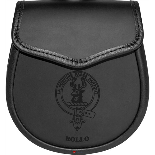 Rollo Leather Day Sporran Scottish Clan Crest