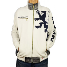 (White, 2XL) Zipper Top Scotland Lion Tartan Insert Hoodie in 2 Colours