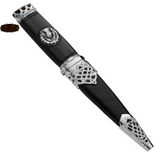 Sgian Dubh Plated Thistle Celtic Inserts Smokey Quartz Top Stone