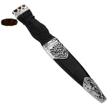 Sgian Dubh Plated Celtic Thistle Inserts and Smokey Quartz Top Stone