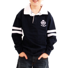 (12-13 Years) Kids Rugby Shirt Cotton Navy 2 Stripe