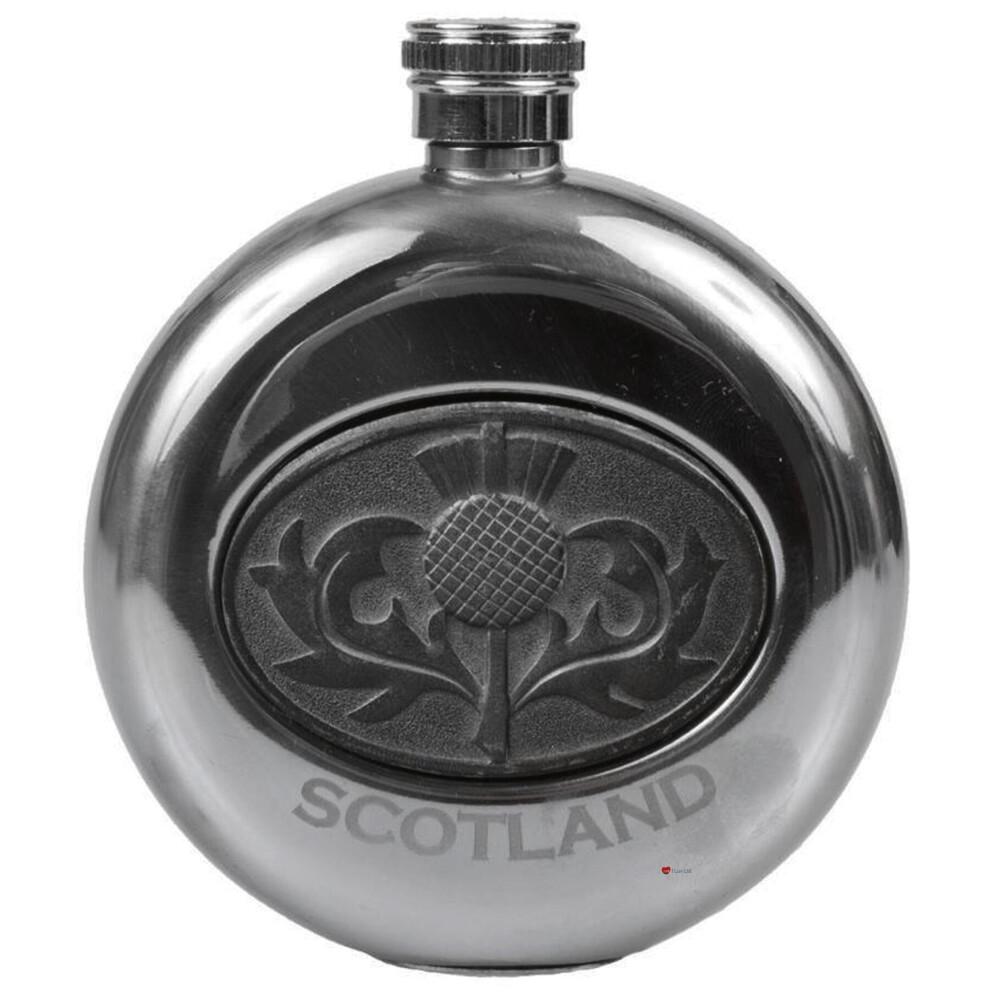Thistle Emblem 5oz Hip Flask Box Set Silver-image-OPC-P7QRFNS-NEW