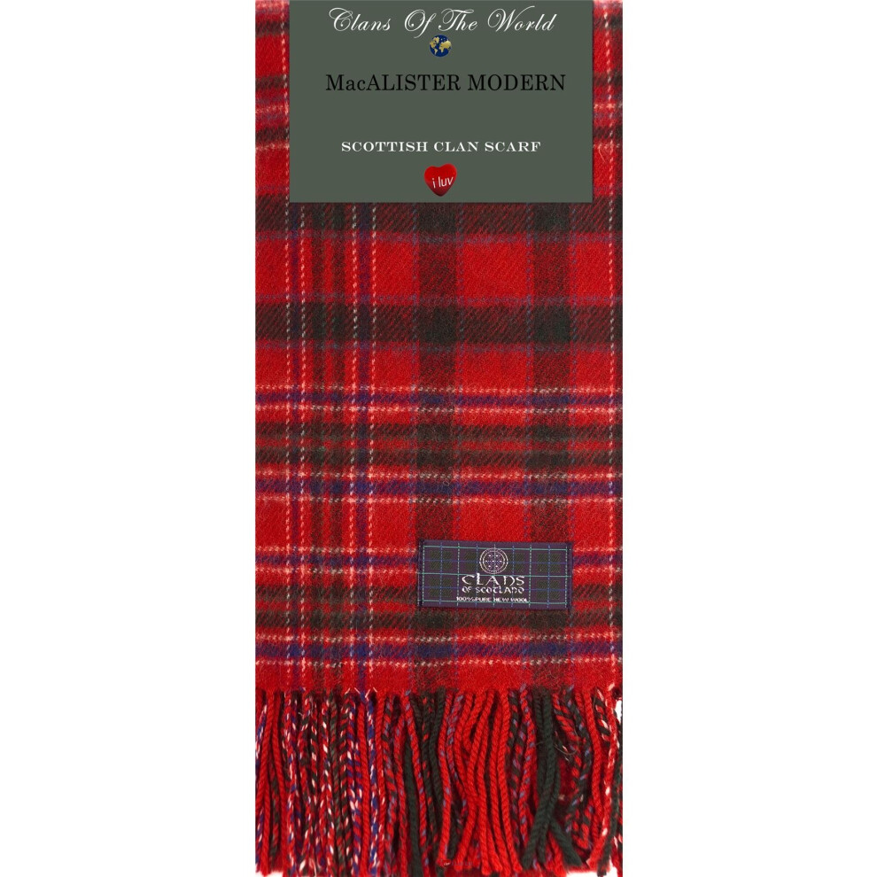 MacAlister Modern Tartan Clan Scarf 100% Soft Lambswool