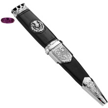 Sgian Dubh Plated Celtic Thistle Badge and Amethyst Hued Top Stone