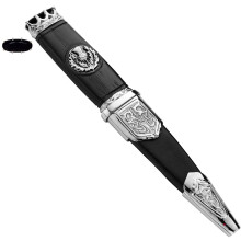 Sgian Dubh Plated Celtic Thistle Badge and Onyx Hued Top Stone