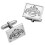 Cufflinks Sterling Silver Square Engraved Abstract Scottish Thistle 1