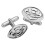 Cufflinks Sterling Silver Elliptical Abstract Framed Scottish Thistle 1