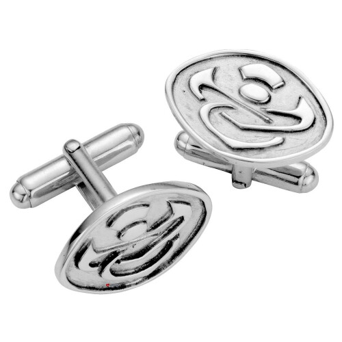 Cufflinks Sterling Silver Elliptical Abstract Framed Scottish Thistle