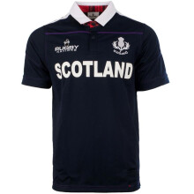 (S) Mens Scotland Rugby Shirt Tartan Navy-White