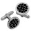 Cufflinks in Sterling Silver Round Contemporary Textured Weave Design 1