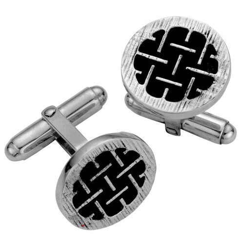 Cufflinks in Sterling Silver Round Contemporary Textured Weave Design