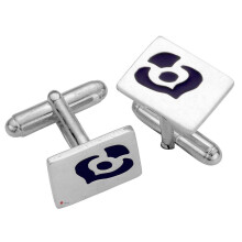 Cufflinks Sterling Silver Rectangular Enamelled Minimalist Thistle
