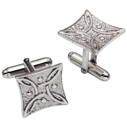 Cufflinks Sterling Silver Concave Sided Square Simple Celtic Knot