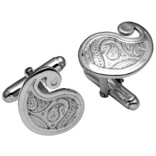 Cufflinks in Sterling Silver in Traditional Paisley Swirl Shape Design